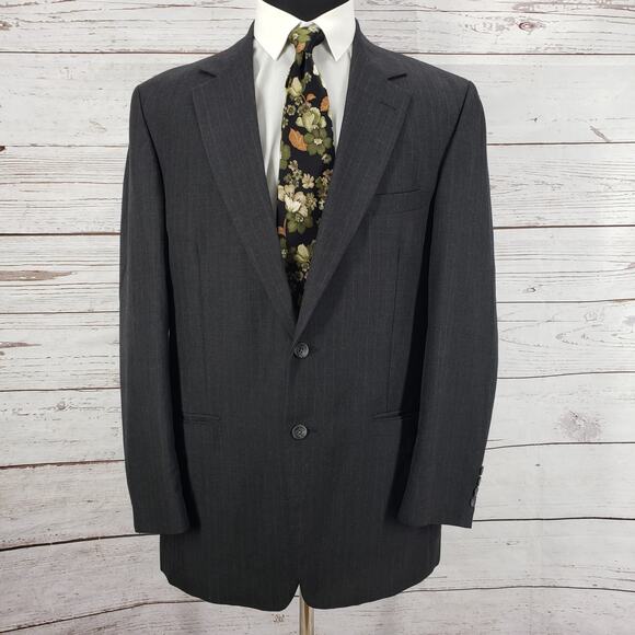 Hardwick Clothes Men's Charcoal Striped Sportscoat Blazer Jacket Size 44L - Picture 1 of 13
